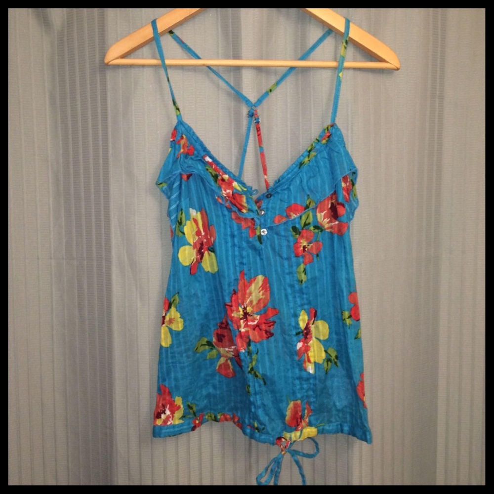 πΊHOST PICKπΊ Blue Hawaiian Halter Blouse - Picture 7 of 8